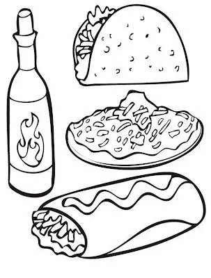 Comida Mexicana para colorear y pintar ~ 4 Dibujo Comida Mexicana para colorear y pintar ~ 4 Dibujo