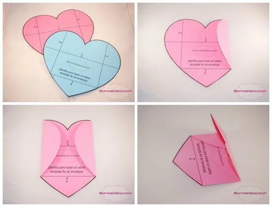CÓMO HACER UN SOBRE CON UN CORAZÓN (PLANTILLA IMPRIMIBLE ... CÓMO HACER UN SOBRE CON UN CORAZÓN (PLANTILLA IMPRIMIBLE ...