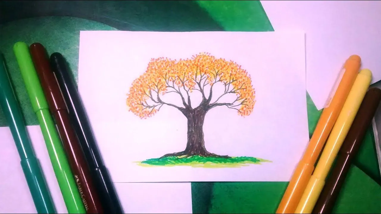 Còmo dibujar un arbol de primavera con marcadores de colores - YouTube Còmo dibujar un arbol de primavera con marcadores de colores - YouTube