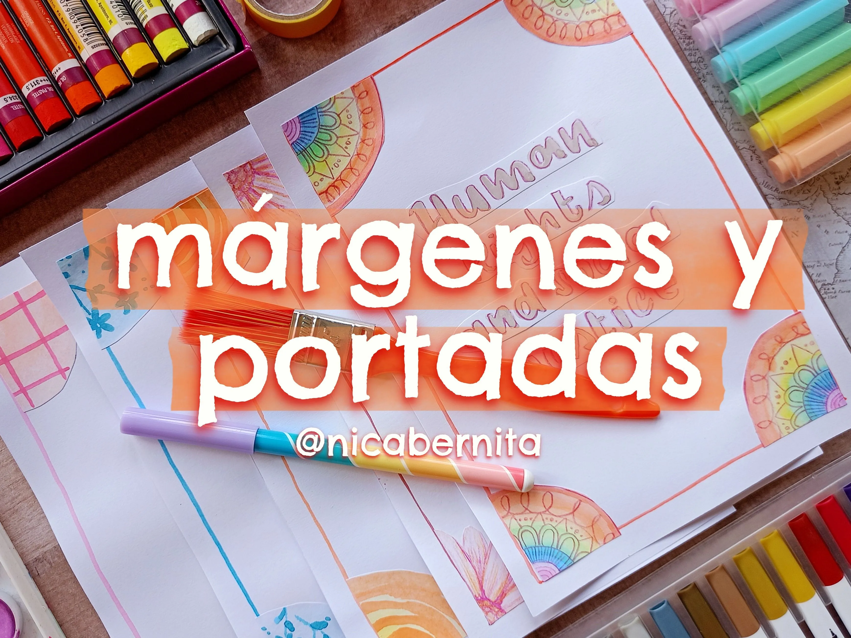CÓMO HACER MÁRGENES BONITOS CON ACUARELAS PARA PORTADAS DE CUADERNO 