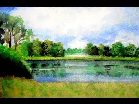 CÓMO PINTAR UN PAISAJE CON ACUARELAS / PINTANDO UN LAGO - YouTube