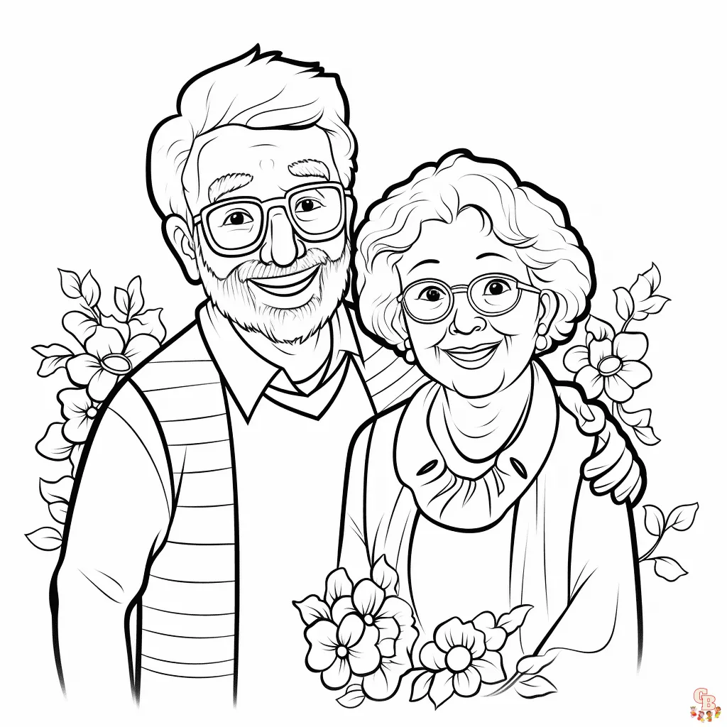 Compartiendo la alegría del día de los abuelos para colorear. Compartiendo la alegría del día de los abuelos para colorear.