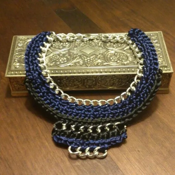 Collar ganchillo hecho a mano en cadena y cola de raton tipo ...