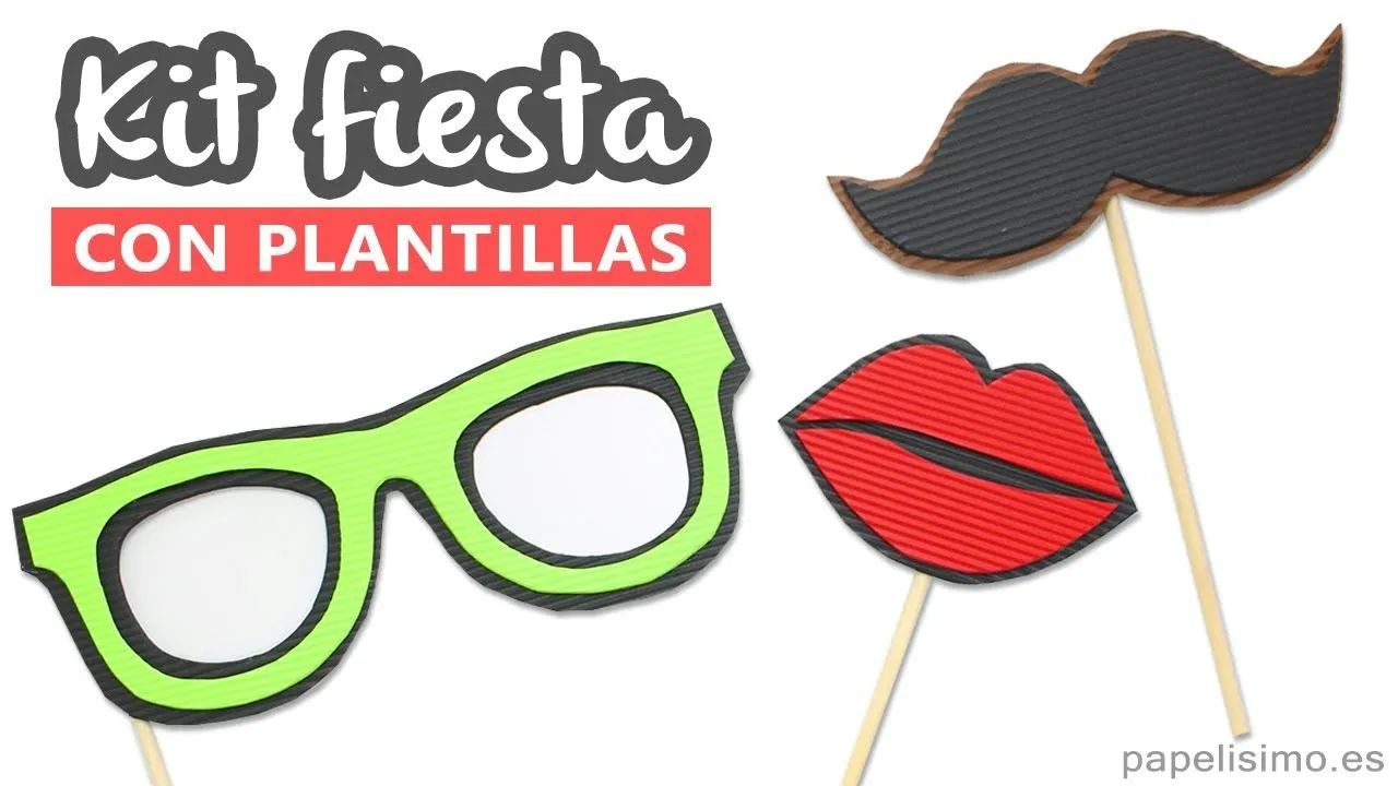 Complementos para photocall casero (gafas, bigote y labios beso) - YouTube