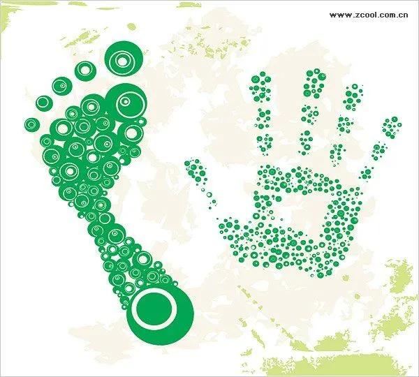 La composición de huellas y punto de Palma, free vectors - 365PSD.com