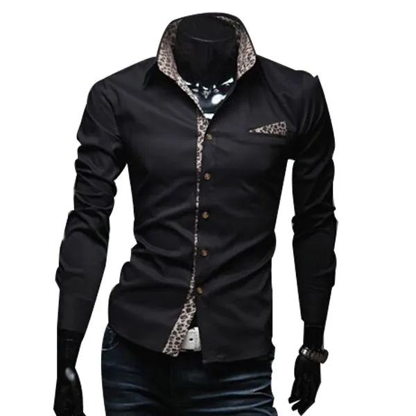 Compra leopardo de los hombres camisa de vestir online al por ...