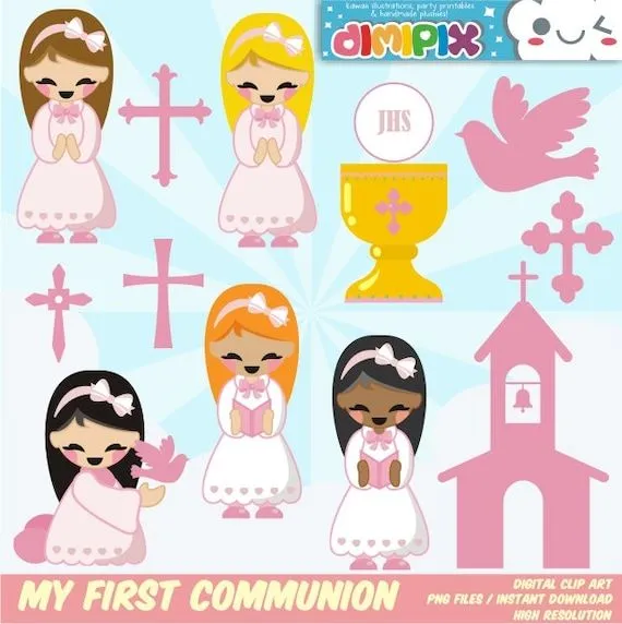Mi Primera Comunión Confirmación niña / Clipart Set / por DimiPix Mi Primera Comunión Confirmación niña / Clipart Set / por DimiPix
