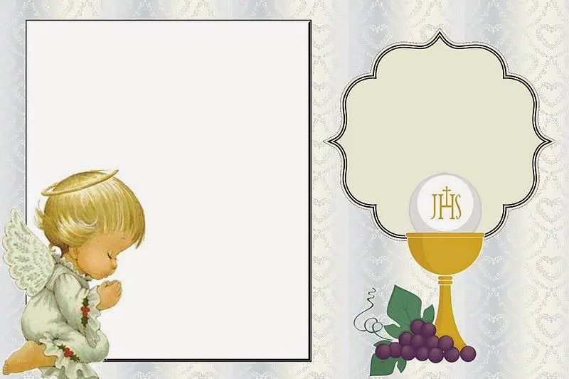 Primera Comunión: Invitaciones con Diseño en Plateado y Ángeles de ... Primera Comunión: Invitaciones con Diseño en Plateado y Ángeles de ...