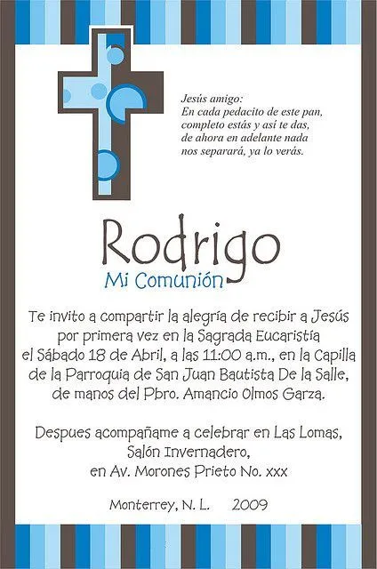 Invitacion Comunion Rodrigo by susy_quiroga, via Flickr | Inv ...
