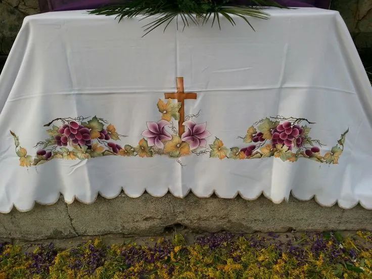Mantel de altar, pintado en tela. | Mis trabajos en tecido ... Mantel de altar, pintado en tela. | Mis trabajos en tecido ...