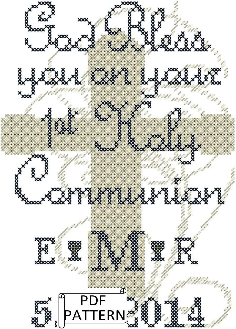 Primera Comunión Religiosa Cruz Punto PDF Patrón Cruz - Etsy México
