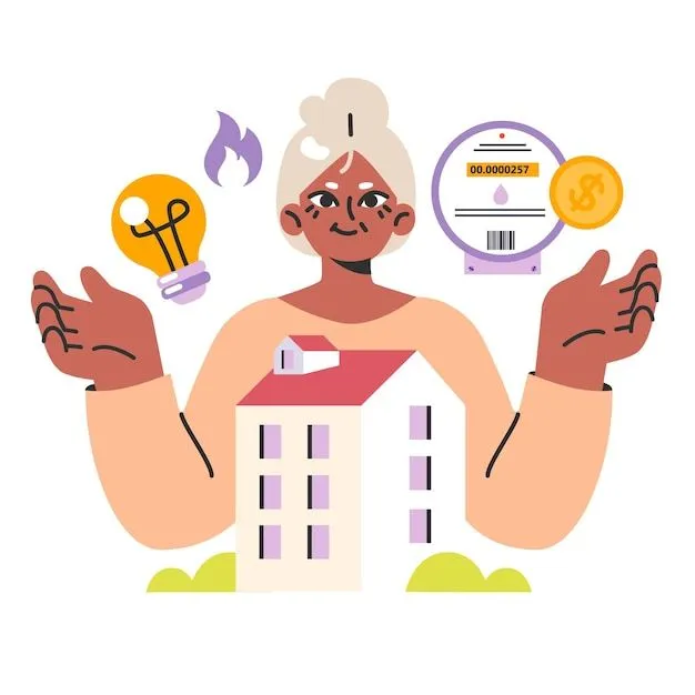 Concepto de utilidades electricidad gas y agua personaje femenino. | Foto  Premium