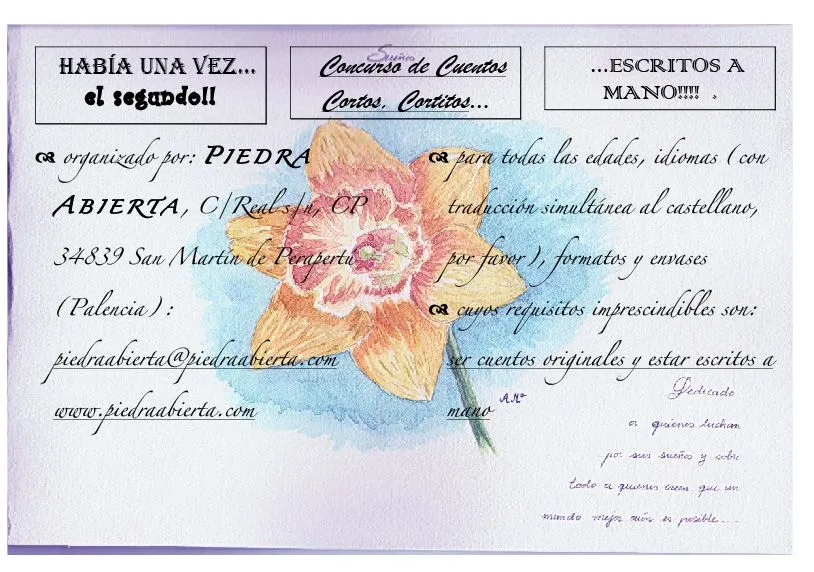 CONCURSO DE CUENTOS CORTOS, CORTITOS… CTR PIEDRA ABIERTA (SAN ... CONCURSO DE CUENTOS CORTOS, CORTITOS… CTR PIEDRA ABIERTA (SAN ...