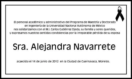 Condolencias para el M.I. Carlos Gutiérrez Ojeda Condolencias para el M.I. Carlos Gutiérrez Ojeda