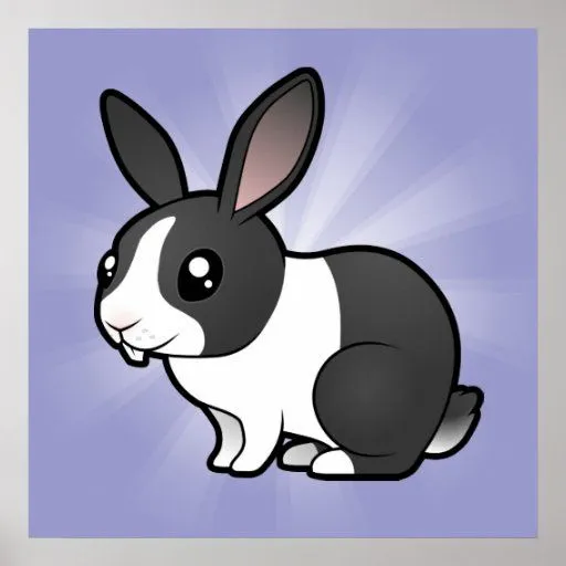 Conejo del dibujo animado (pelo liso del oído uppy póster | Zazzle