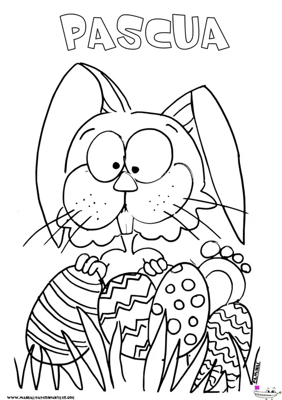 Conejo de Pascua para colorear - Manualidades Infantiles Conejo de Pascua para colorear - Manualidades Infantiles
