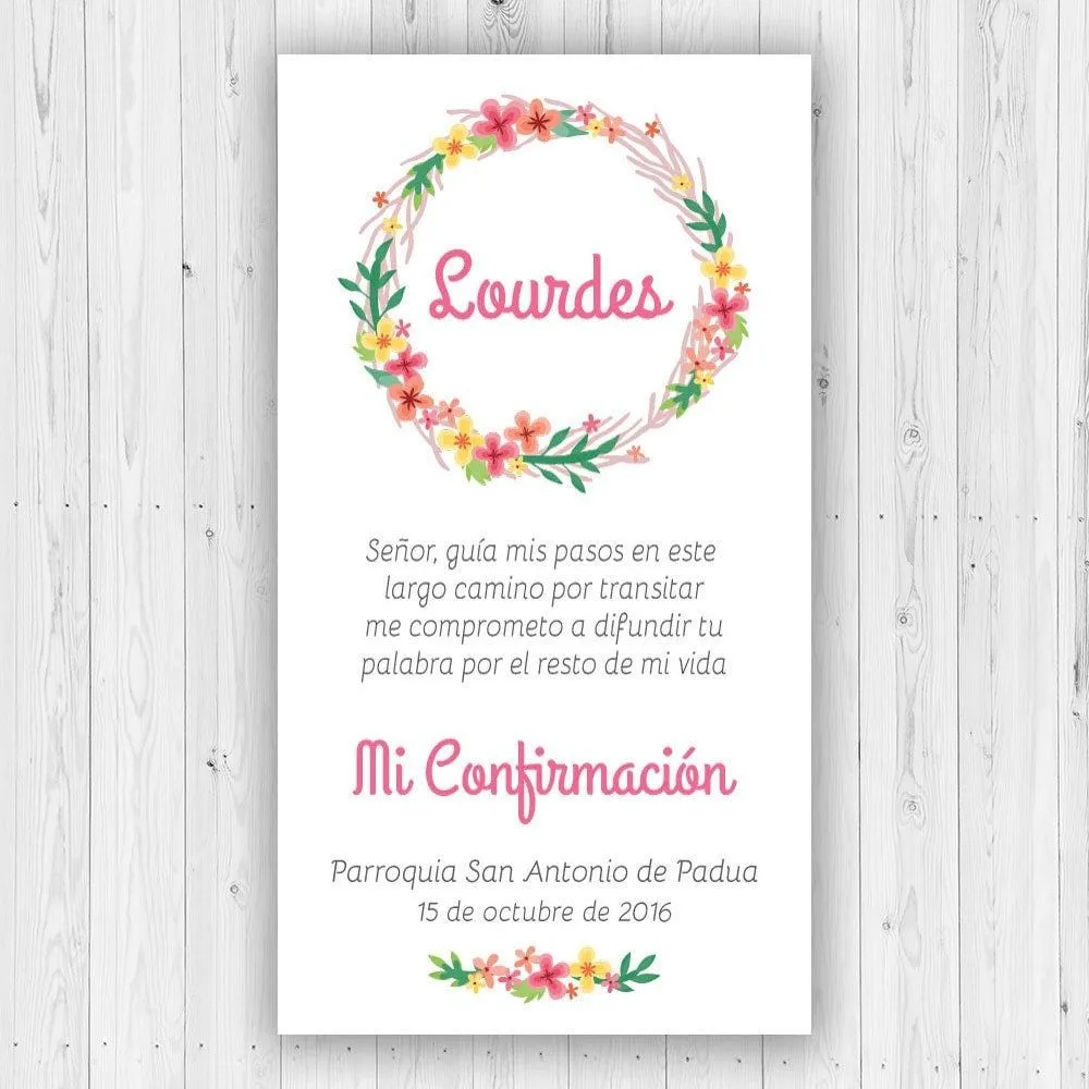 Confirmacion Niña Lourdes Confrimation Primera Comunion Bautismo tarjeta  para imprimir invitación de niña comunión Invitacion Comunion - Etsy México