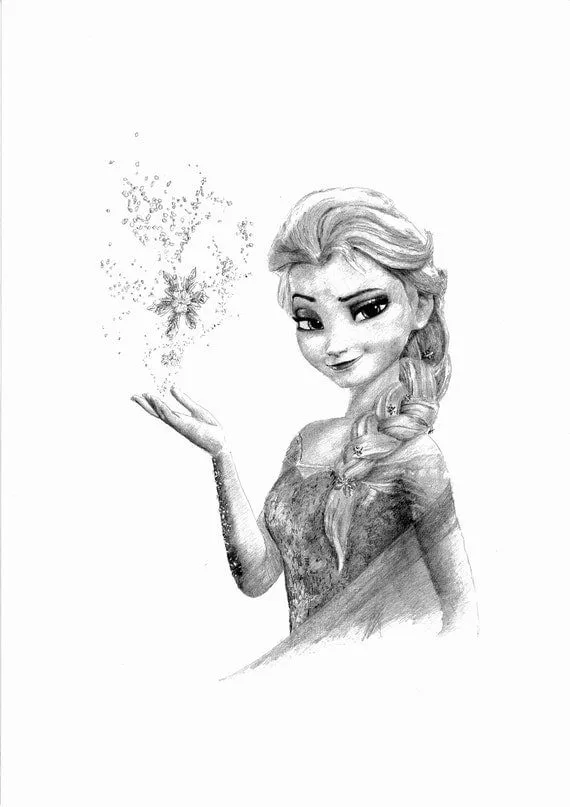CONGELADOS dibujo a lápiz ELSA por Cultscenes en Etsy