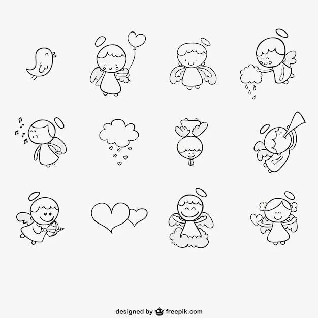 Conjunto de ángeles dibujados a mano | Descargar Vectores gratis Conjunto de ángeles dibujados a mano | Descargar Vectores gratis