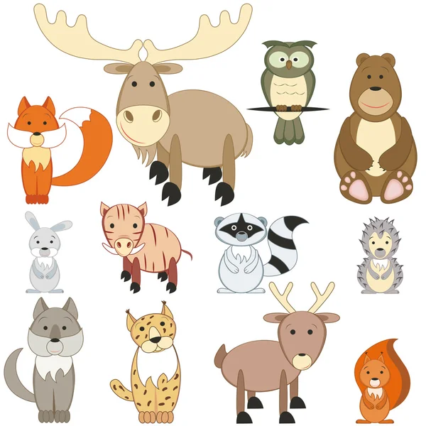 Conjunto de animales de bosque — Vector stock © jenpo5 #9750006