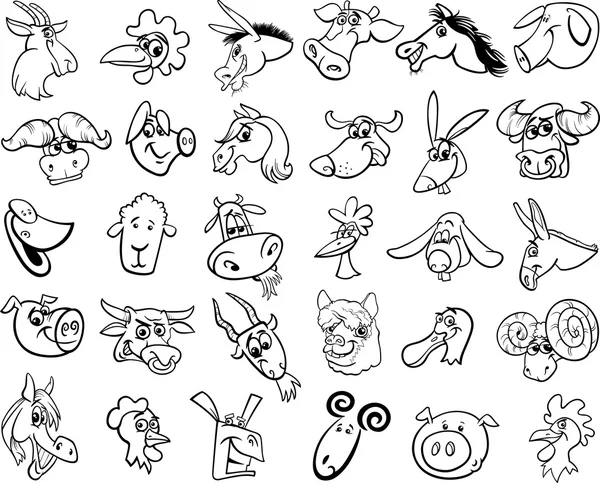 Conjunto de animales de granja para colorear página — Vector stock ... Conjunto de animales de granja para colorear página — Vector stock ...
