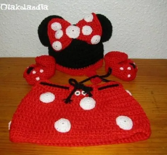 Conjunto para Bebe Minnie (ratita) 3 piezas: gorrito, patucos y ... Conjunto para Bebe Minnie (ratita) 3 piezas: gorrito, patucos y ...