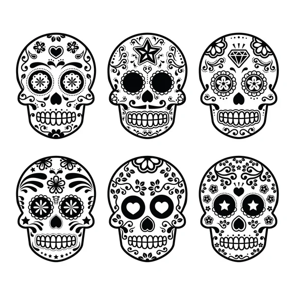 Conjunto de calavera de azúcar mexicana, dia de los muertos los ...