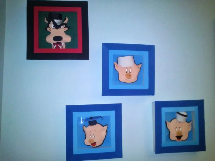 Conjunto cuadros tres cerditos y lobo / Goma EVA / Craft Foam , 3D ...