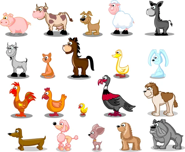 Conjunto de dibujos animados animales domésticos — Vector stock ...