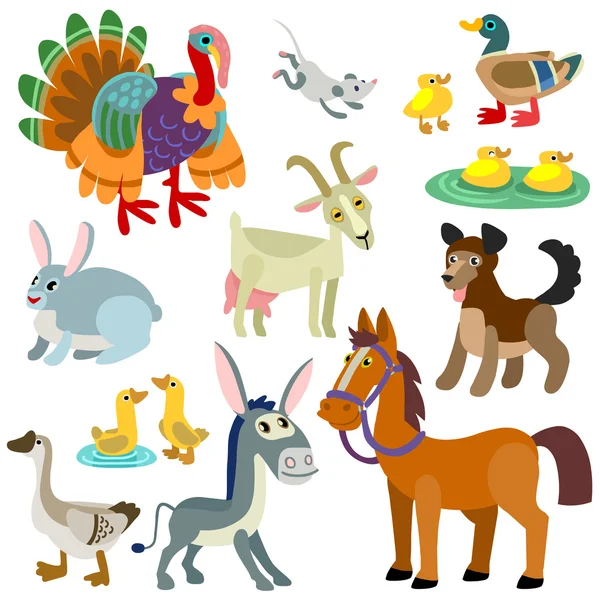 Conjunto de dibujos animados animales domesticos — Vector stock ...