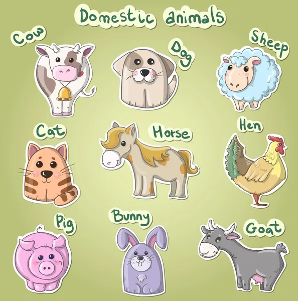 Conjunto de dibujos animados animales domésticos vector ...