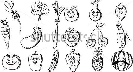 Conjunto DE Dibujos Animados Divertidos DE Frutas Y Verduras ... Conjunto DE Dibujos Animados Divertidos DE Frutas Y Verduras ...