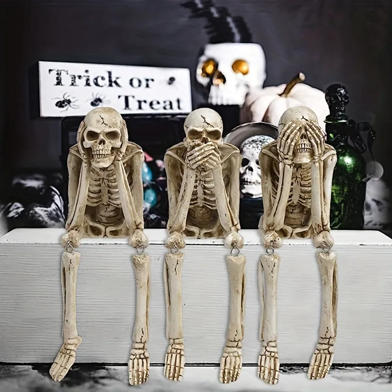 Conjunto De Estatuas De Calaveras, Esqueletos De Resina Sentados En Estantes, Figuras Decorativas Para El Hogar, Conjunto De Estatuas De Calaveras, Esqueletos De Resina Sentados En Estantes, Figuras Decorativas Para El Hogar,