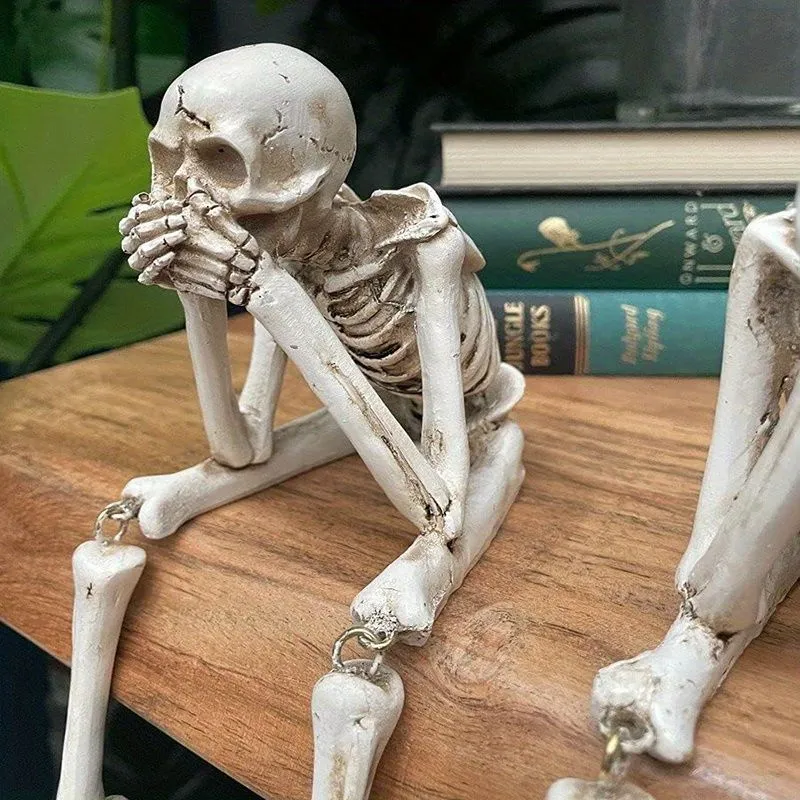 Conjunto De Estatuas De Calaveras, Esqueletos De Resina Sentados En Estantes, Figuras Decorativas Para El Hogar, Estanterías, Mesas Y Decoración De Bordes. Adornos Y Coleccionables Para Amantes De Los Esqueletos Y Decoración Conjunto De Estatuas De Calaveras, Esqueletos De Resina Sentados En Estantes, Figuras Decorativas Para El Hogar, Estanterías, Mesas Y Decoración De Bordes. Adornos Y Coleccionables Para Amantes De Los Esqueletos Y Decoración