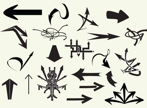 Conjunto de flechas en vectorial y pinceles