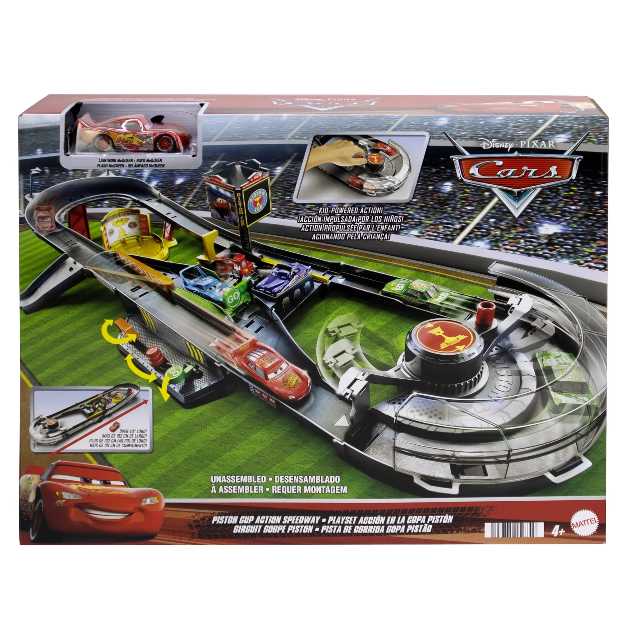 Conjunto de juego Pista de carreras Copa Pistón de Disney Pixar Cars, conjunto de pista a escala 1:55 con coche de juguete | HPD81 | MATTEL Conjunto de juego Pista de carreras Copa Pistón de Disney Pixar Cars, conjunto de pista a escala 1:55 con coche de juguete | HPD81 | MATTEL