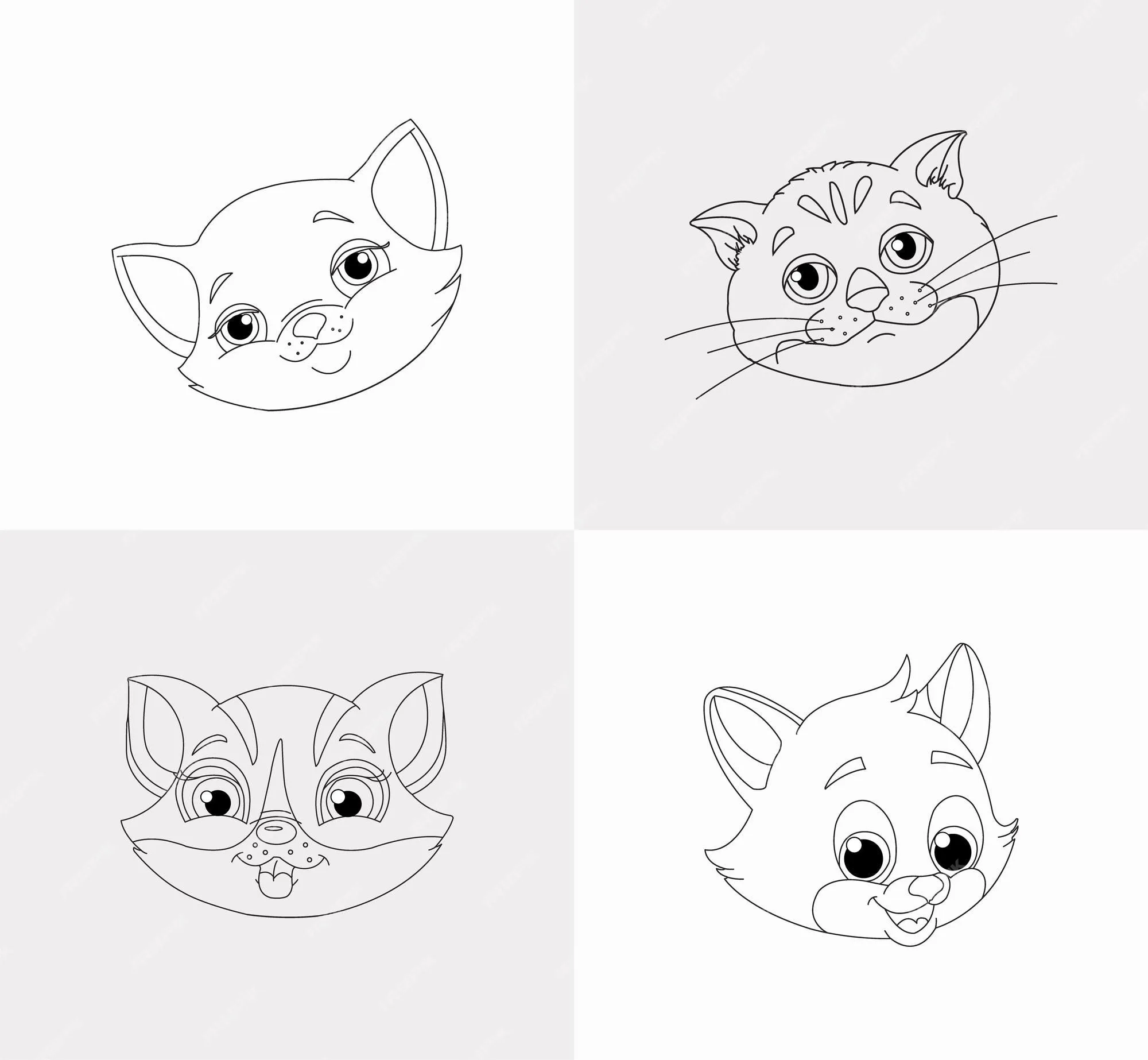 Un conjunto de libro para colorear de cabeza de gato para niños antiestrés dibujado a mano ilustración de vector de gato zentangle | Vector Premium Un conjunto de libro para colorear de cabeza de gato para niños antiestrés dibujado a mano ilustración de vector de gato zentangle | Vector Premium