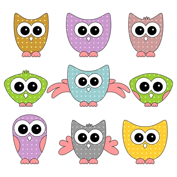 un conjunto de lindos buhos infantiles — Vector stock © littlepaw ...