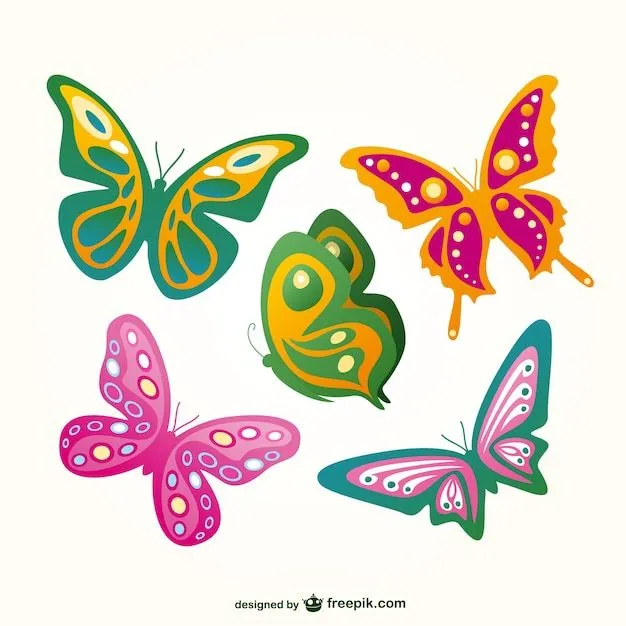 Conjunto de mariposas de colores volando | Descargar Vectores gratis