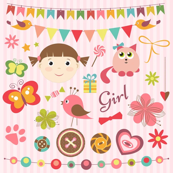 Conjunto de niña bebé Scrapbook — Vector stock © Ann_Precious ...