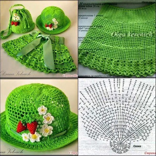 Conjunto de niña: pollera, sombrero y bolsito - con patrones ... Conjunto de niña: pollera, sombrero y bolsito - con patrones ...