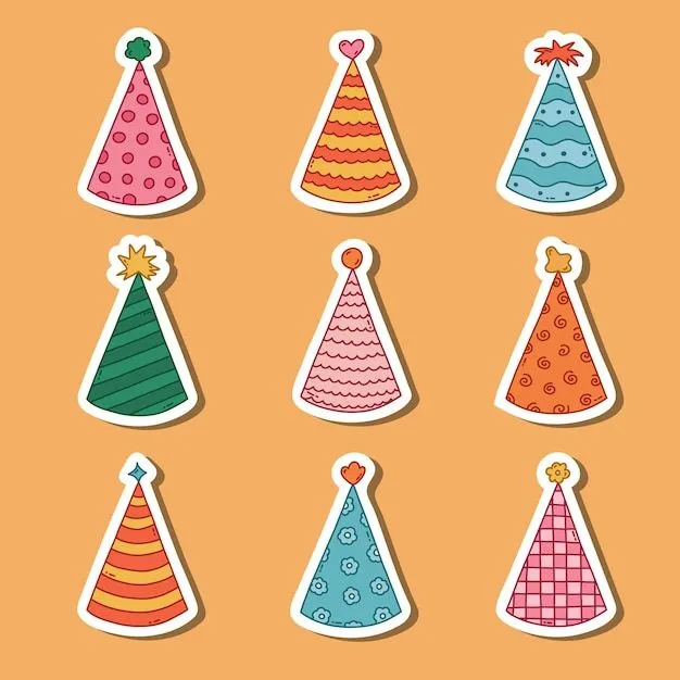 Conjunto de pegatinas con garabatos de cumpleaños para cuadernos de planificadores lista lista para imprimir de lindas pegatinas con cono de fiesta gorro de navidad gorro de fiesta de cumpleaños simple en Conjunto de pegatinas con garabatos de cumpleaños para cuadernos de planificadores lista lista para imprimir de lindas pegatinas con cono de fiesta gorro de navidad gorro de fiesta de cumpleaños simple en