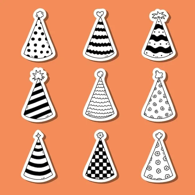 Conjunto de pegatinas con garabatos de cumpleaños dibujados a mano para cuadernos de planificadores lista lista Conjunto de pegatinas con garabatos de cumpleaños dibujados a mano para cuadernos de planificadores lista lista