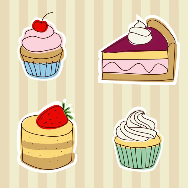 Conjunto de postres lindos — Vector stock © radiocat #8893160