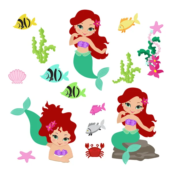 Conjunto de Sirenita — Vector stock © Sandylevtov #40748385