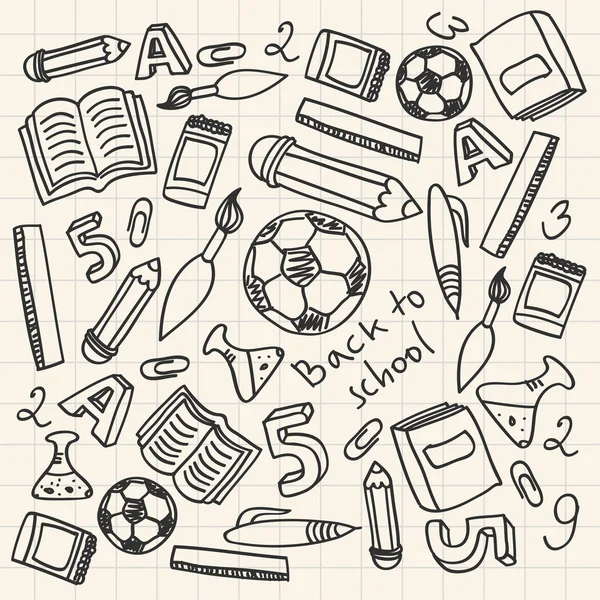 Conjunto de útiles escolares de dibujos animados — Vector stock ...