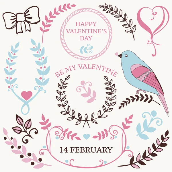 Conjunto de vector de elementos de diseño de San Valentín y bordes ...