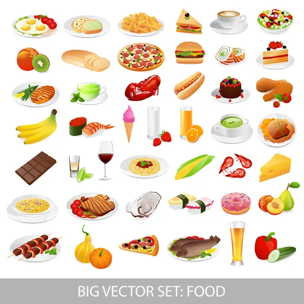 Gran conjunto de vectores: iconos de los alimentos aislados ... Gran conjunto de vectores: iconos de los alimentos aislados ...