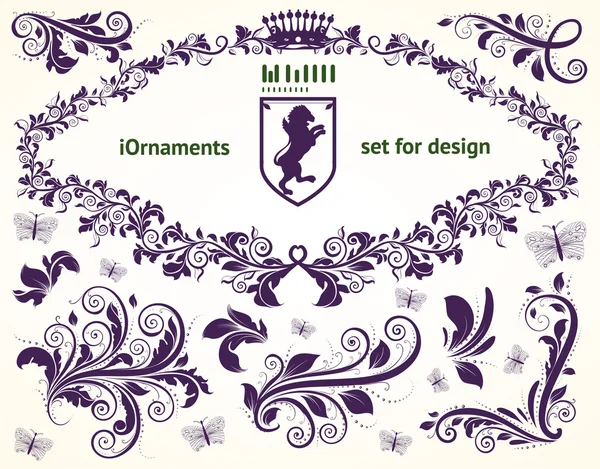 Conjunto de vendimia adornos de flores — Vector stock © Ozerina ... Conjunto de vendimia adornos de flores — Vector stock © Ozerina ...