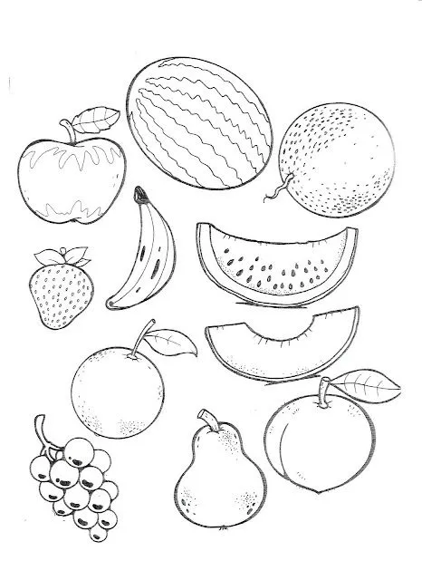 Frutas en inglés para niños para colorear - Imagui